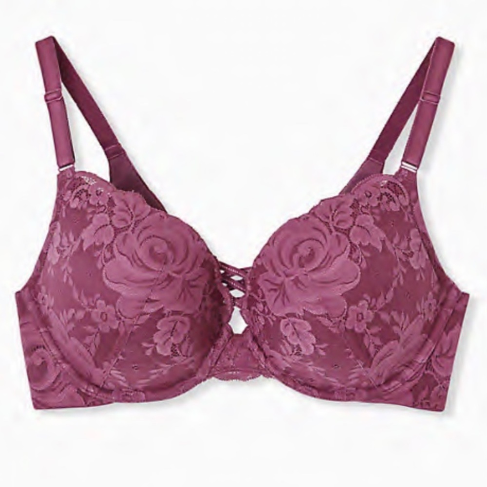Torrid Women's Plus Size Mauve Lace 360º XO Push-Up Plunge Bra - Picture 4 of 9